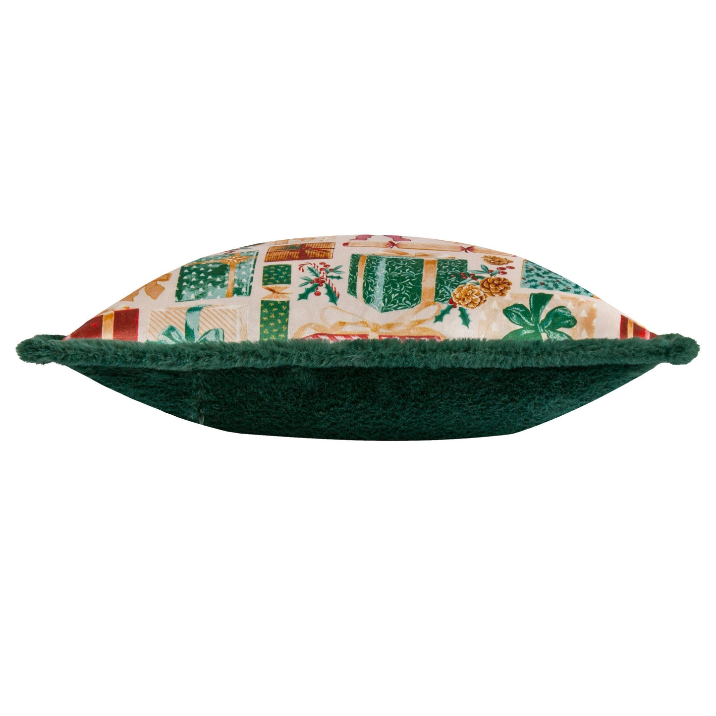 All Wrapped Up Cushion Emerald/Red: Emerald Red / Polyester Filled / 50 x 50cm