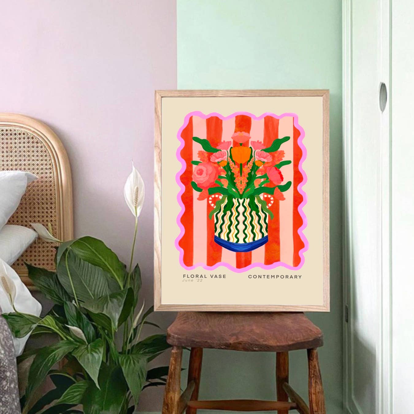 Vase Art Print, Colourful Art Print, Hand Drawn Art, Quirky: A3