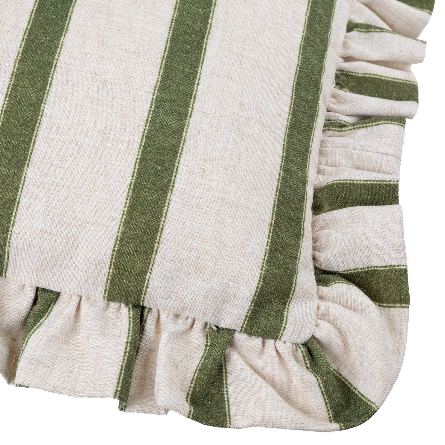 Connie Striped Ruffle Cushion Moss: Moss / Polyester Filled / 35 x 50cm