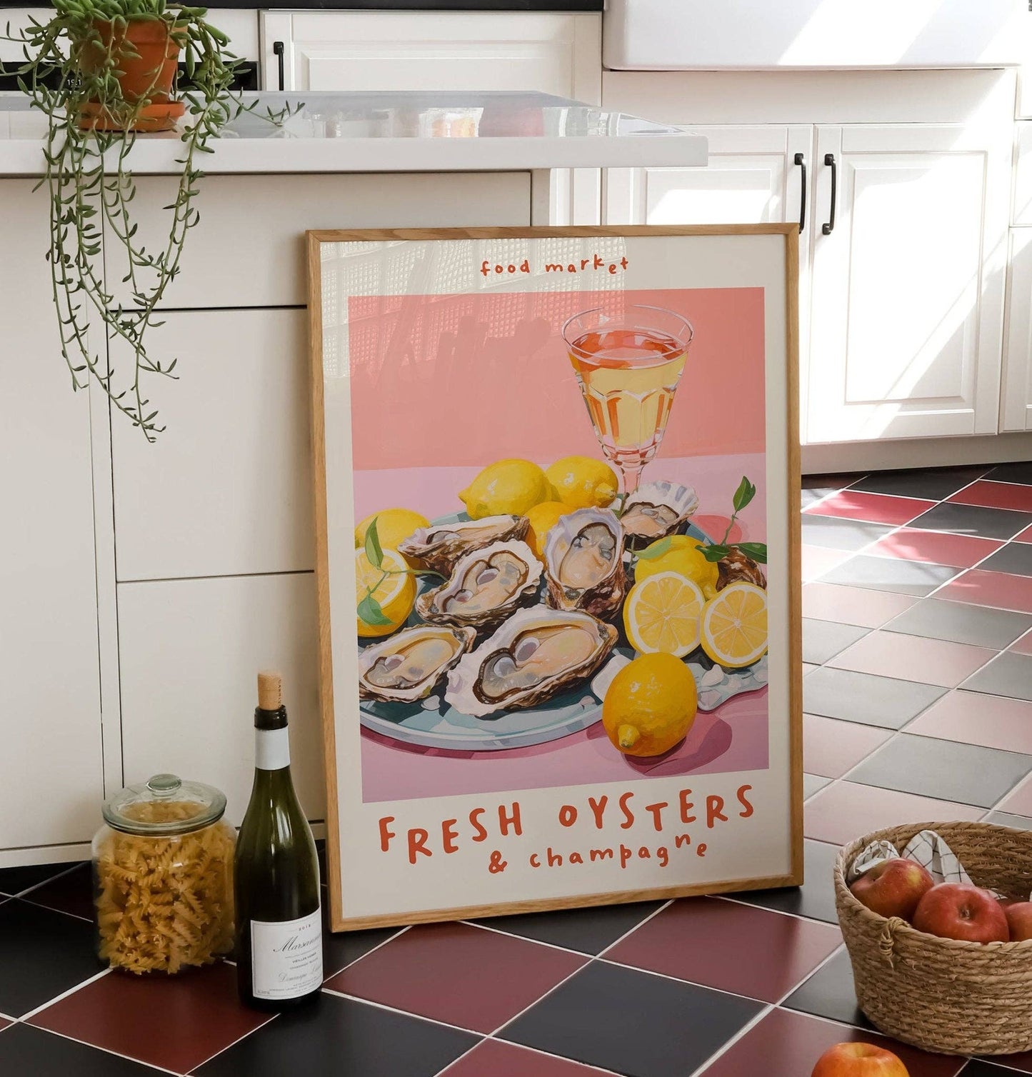 Oysters & Champagne Kitchen Print: A3
