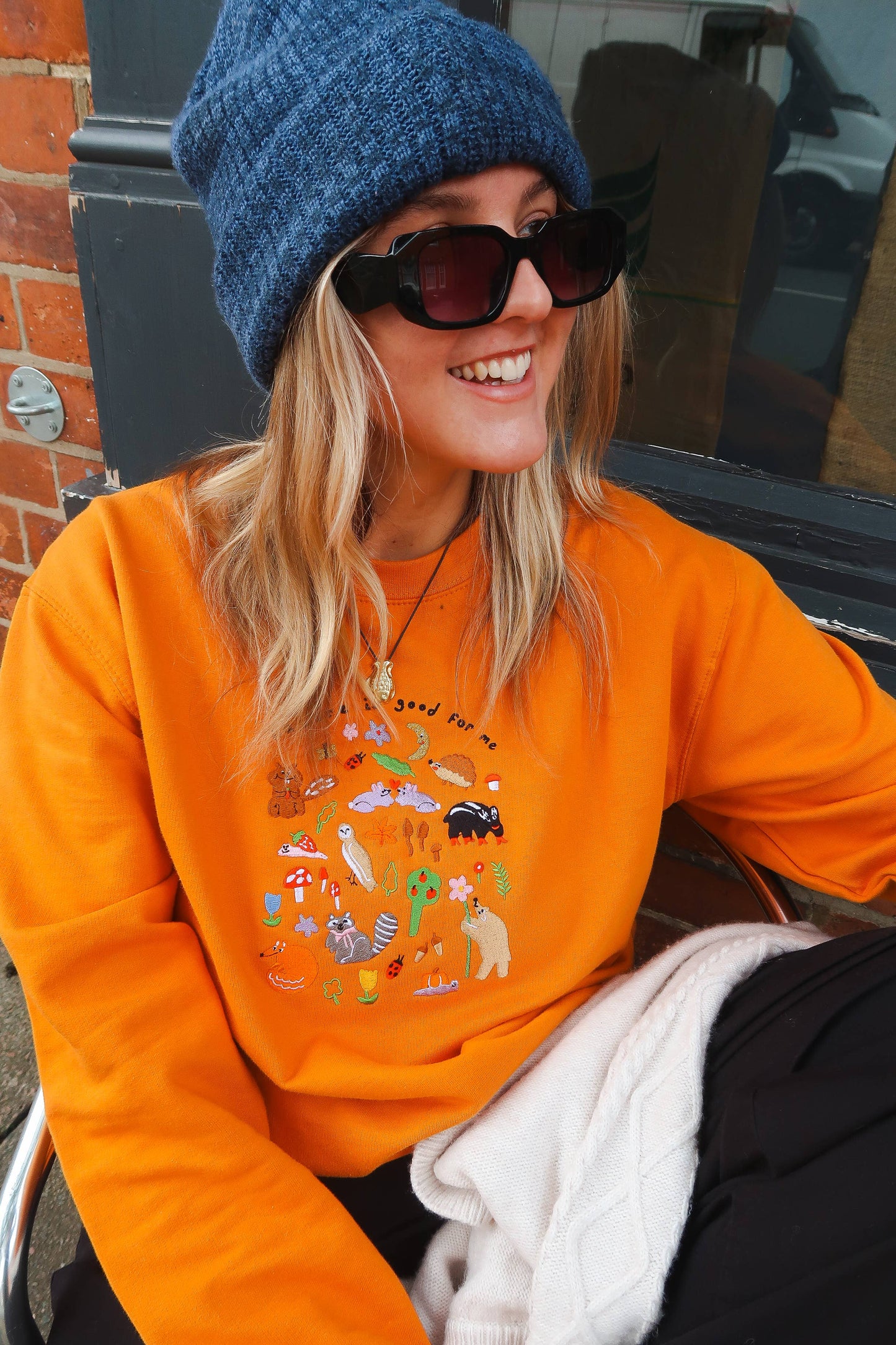 Nature Is Good For Me Embroidered Sweatshirt: Extra Large / Marshmallow Pink