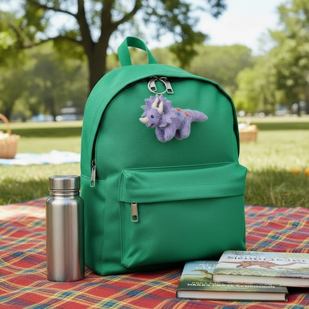 Handmade Felt Triceratops Keyring