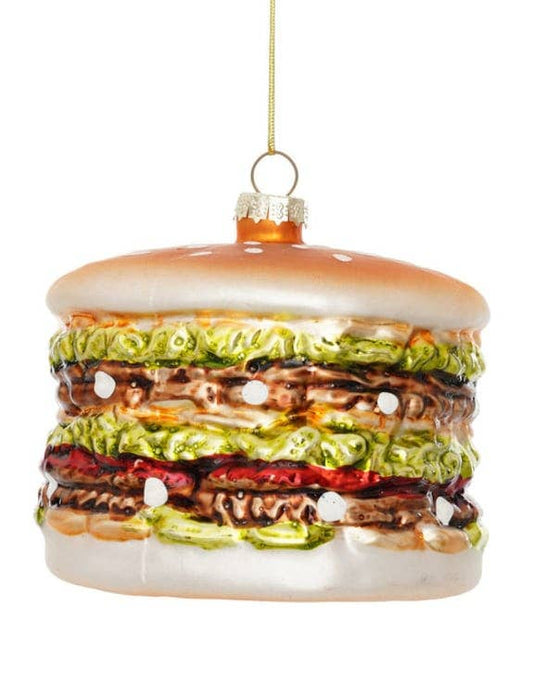 Burger Decorative Glass Hanging Ornament