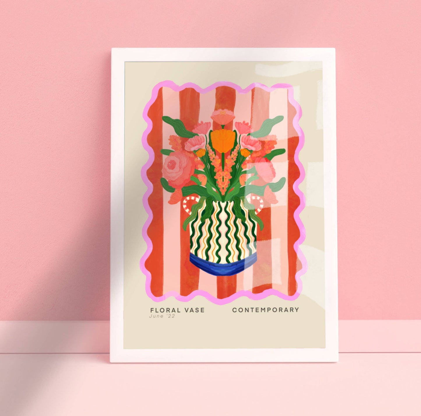 Vase Art Print, Colourful Art Print, Hand Drawn Art, Quirky: A3