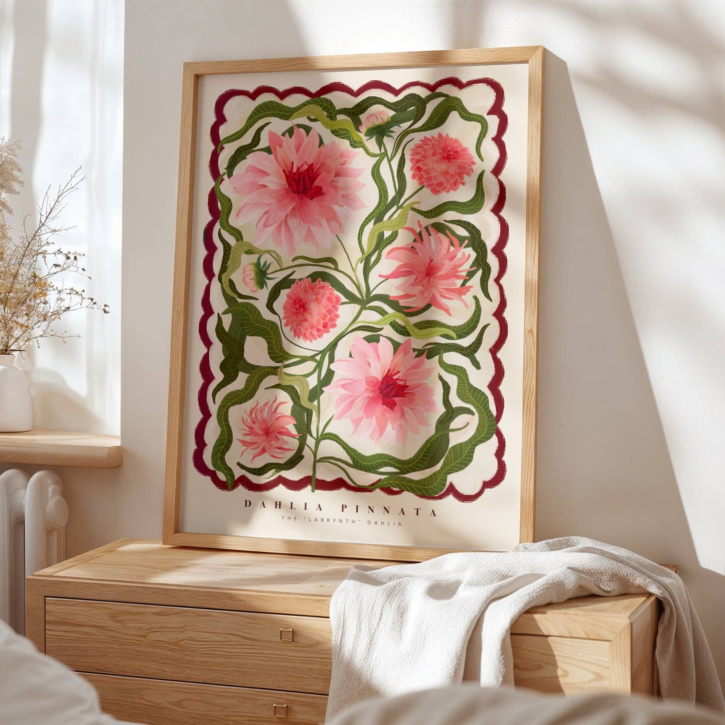 The Dahlia, Art Print, Colourful Art, Fun Art, Home Decor: A3