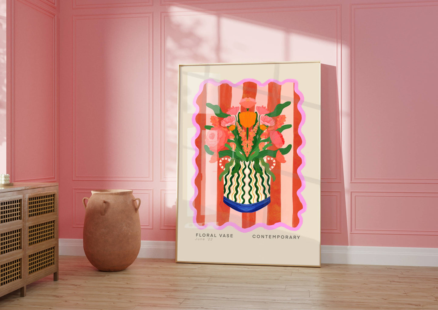 Vase Art Print, Colourful Art Print, Hand Drawn Art, Quirky: A3