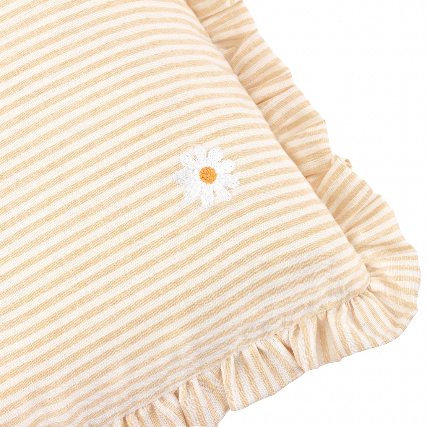 Les Fleurs Embroidered Ruffle Cushion Daisies: Daisies / Polyester Filled / 30 x 50cm