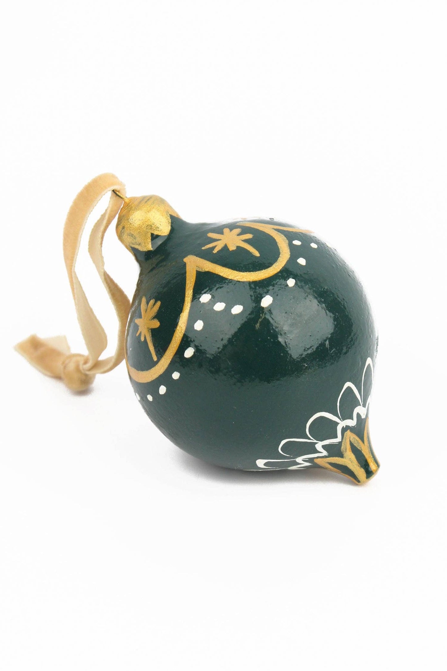 GREEN AND GOLD STAR TEARDROP BAUBLE DECORATION