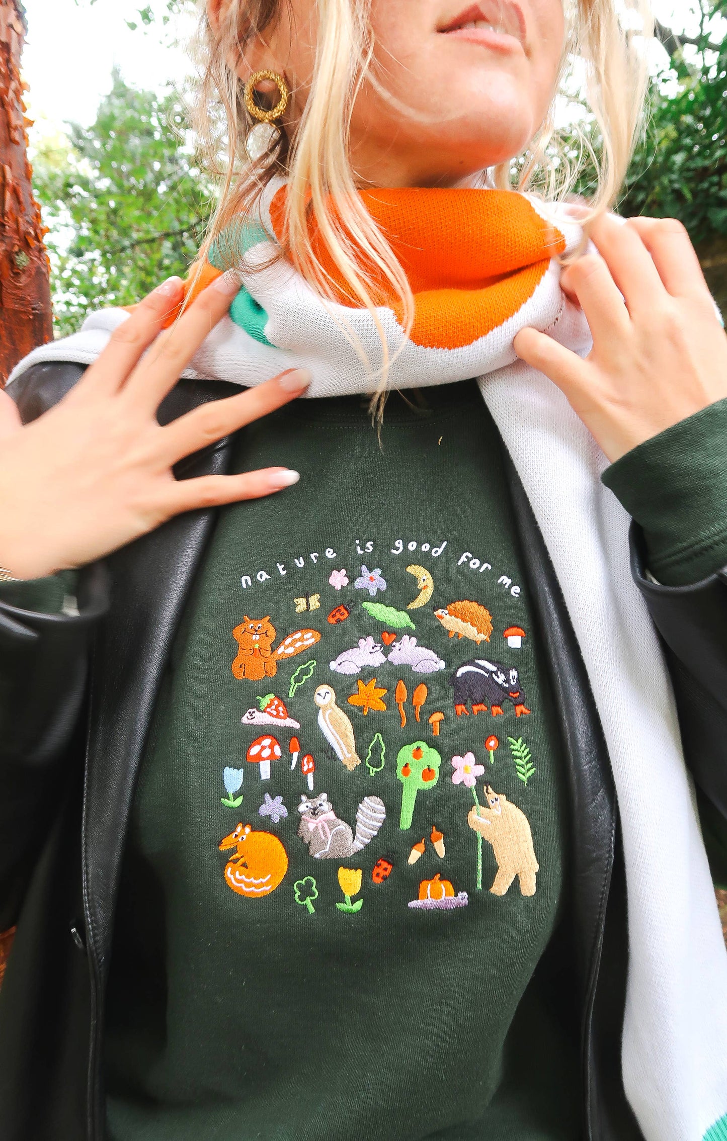 Nature Is Good For Me Embroidered Sweatshirt: Extra Large / Marshmallow Pink
