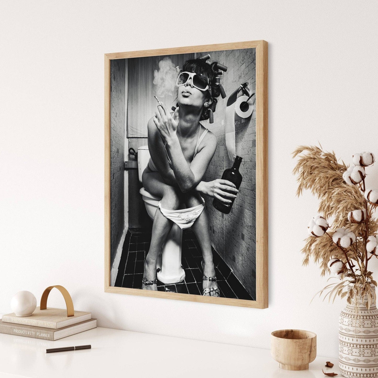 Smoke Party Girl Bathroom Wall Picture: A4