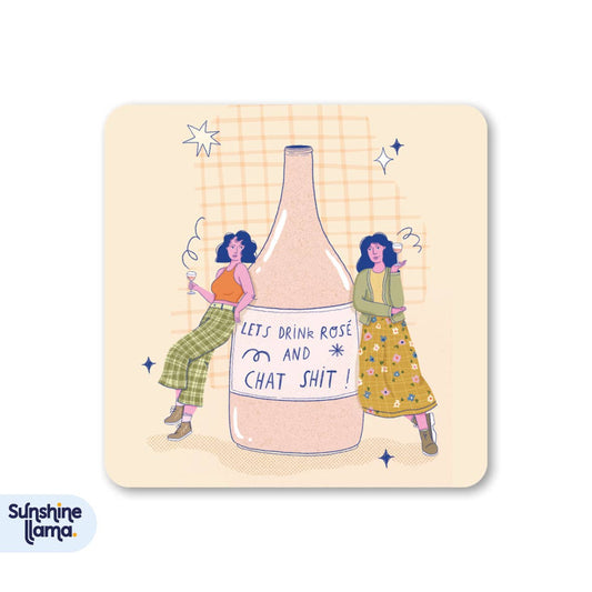 Rosé and Chat Coaster - Sunshine Llama