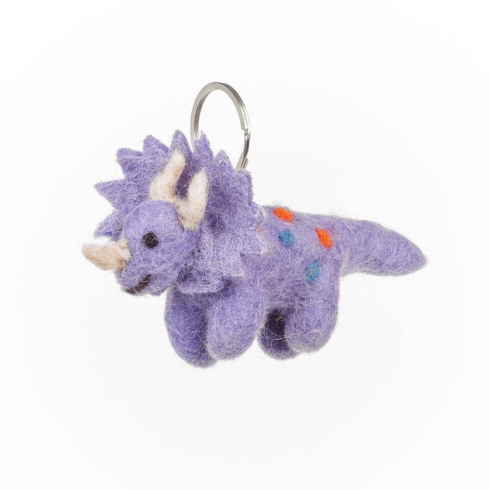 Handmade Felt Triceratops Keyring