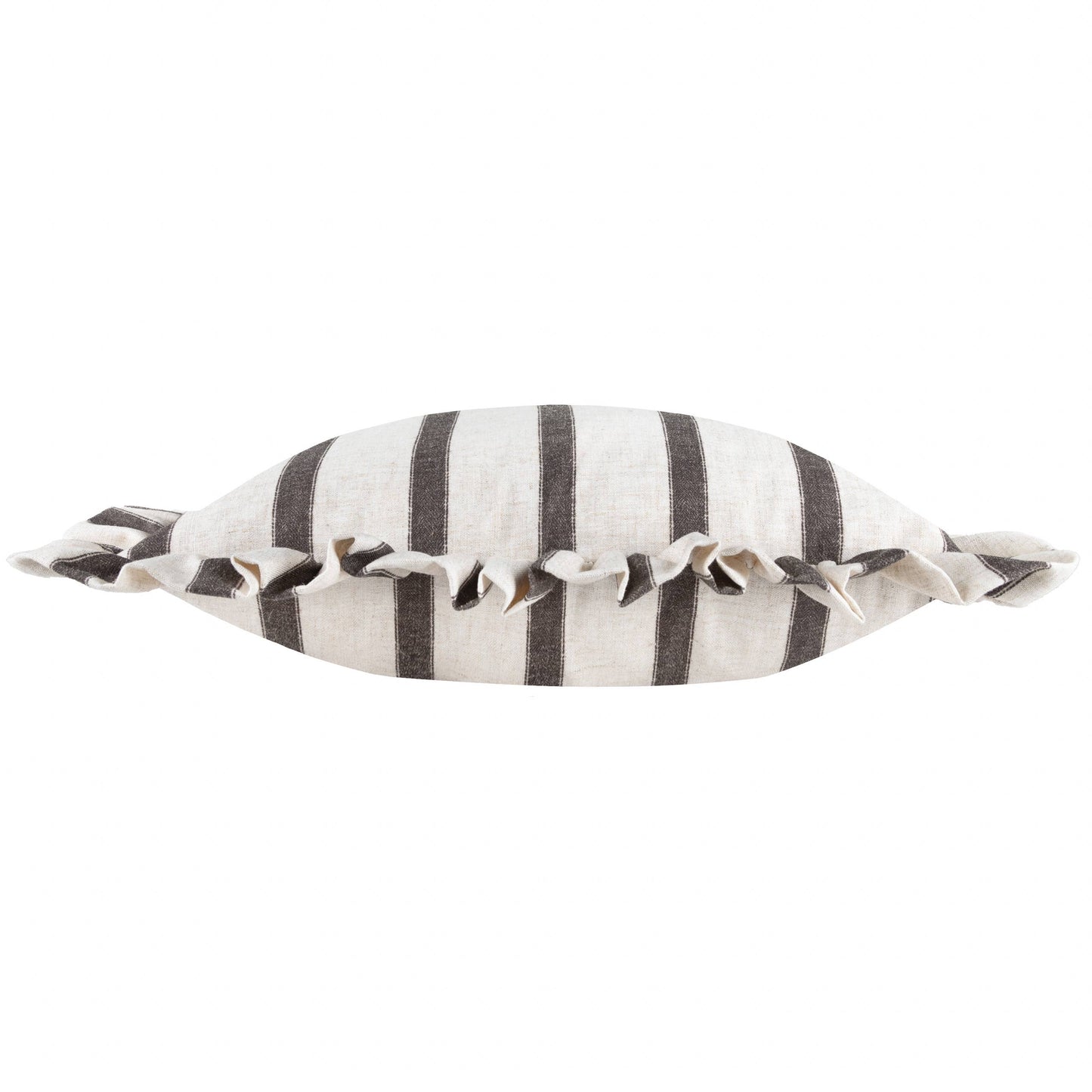 Connie Striped Ruffle Cushion Chocolate: Chocolate / Polyester Filled / 35 x 50cm
