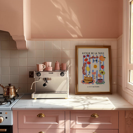 Around The Table, Kitchen Art Print, Colourful Art, Fun Art: A4