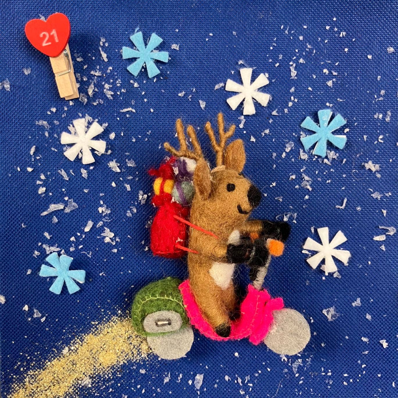 Handmade Felt Comet the Reindeer Christmas Decoration