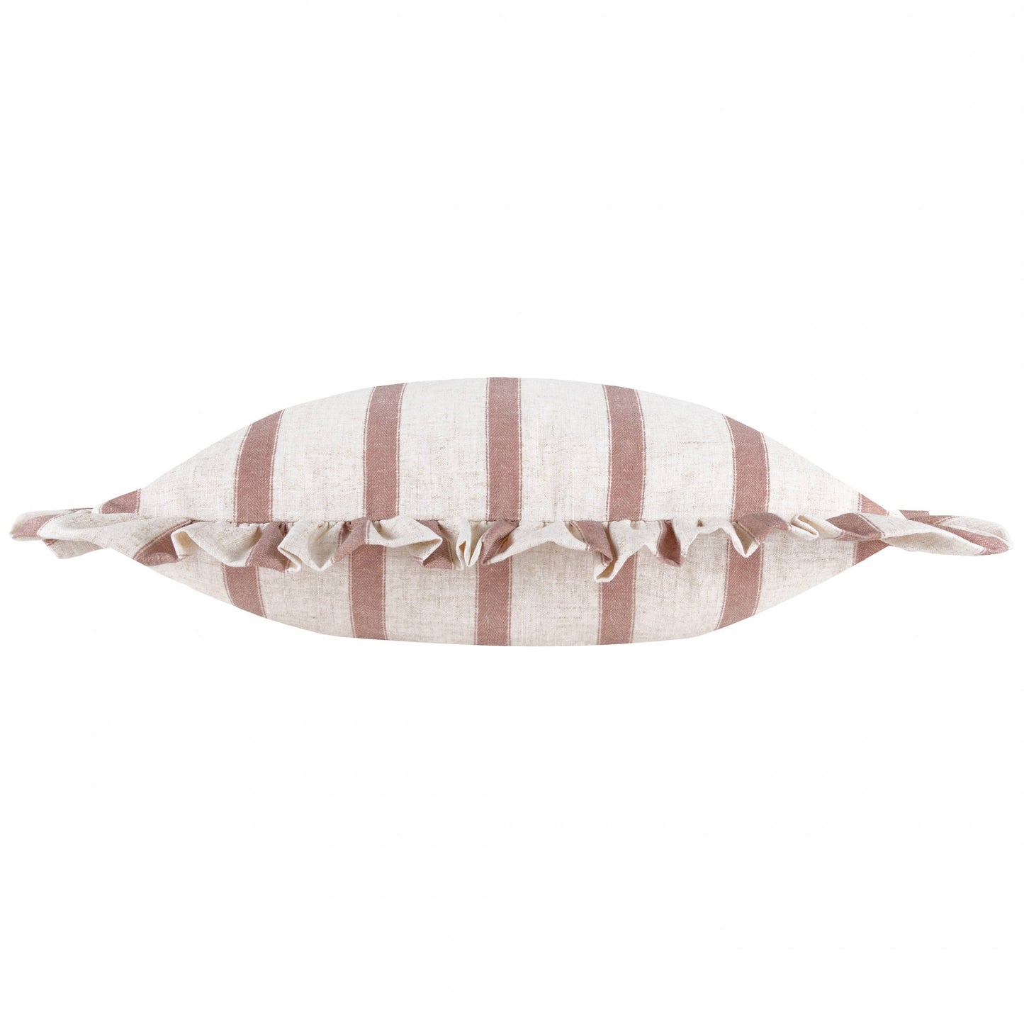 Connie Striped Ruffle Cushion Clay Pink: Clay Pink / Polyester Filled / 35 x 50cm