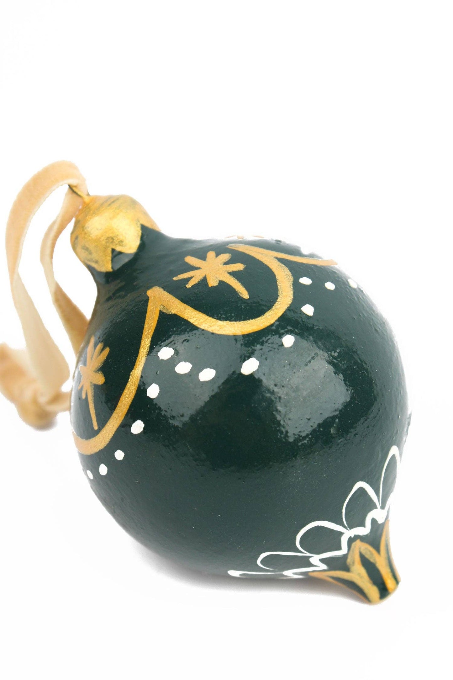 GREEN AND GOLD STAR TEARDROP BAUBLE DECORATION