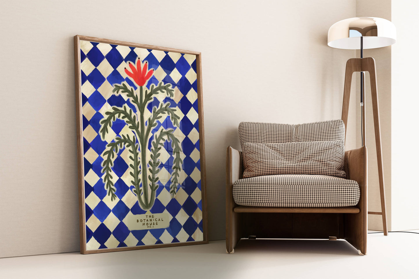 Botanical House Art Print, Neutral Print, Hand Drawn, Quirky: A3