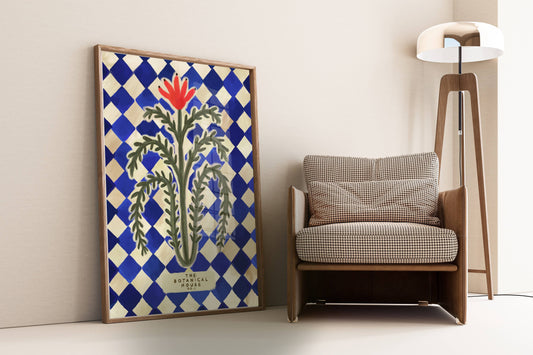 Botanical House Art Print, Neutral Print, Hand Drawn, Quirky: A3