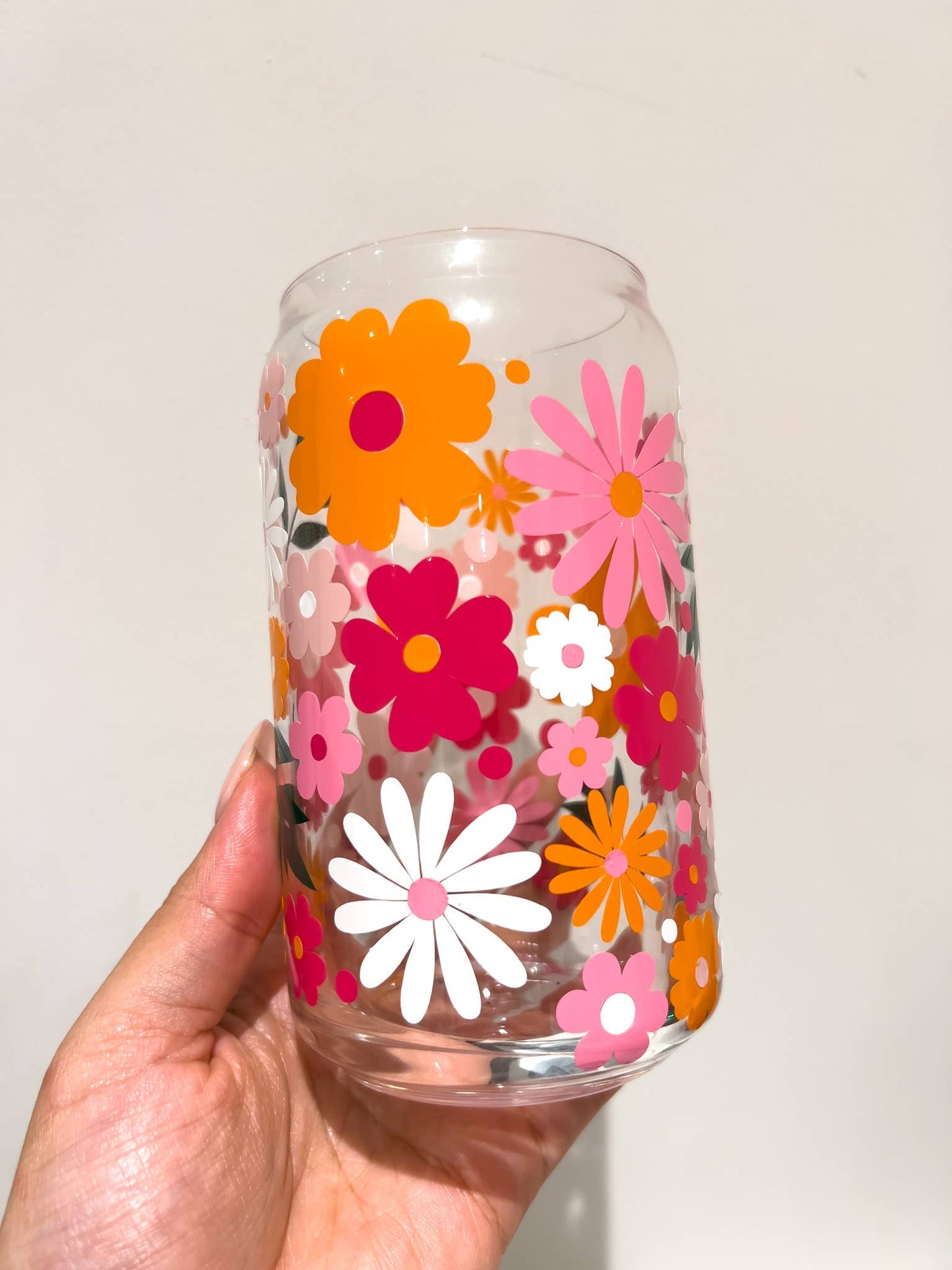 Spring Floral Glass Can