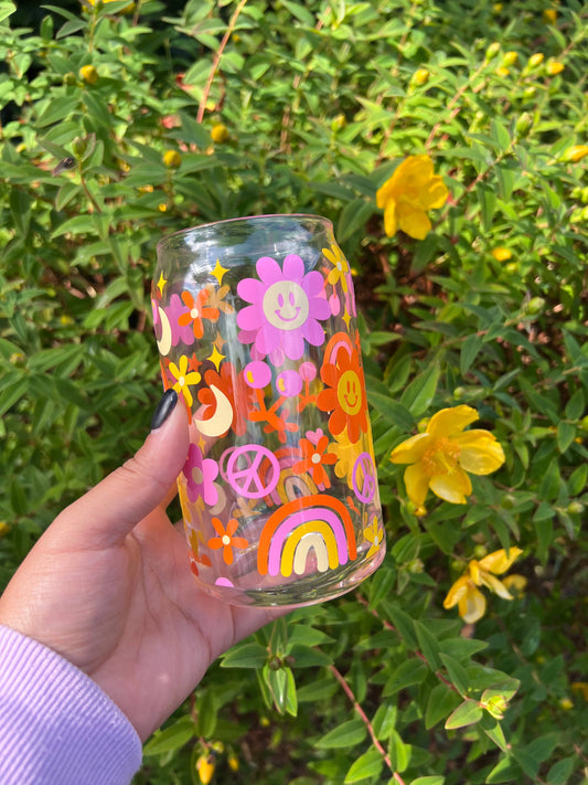 Groovy Hippie Can Glass Cup