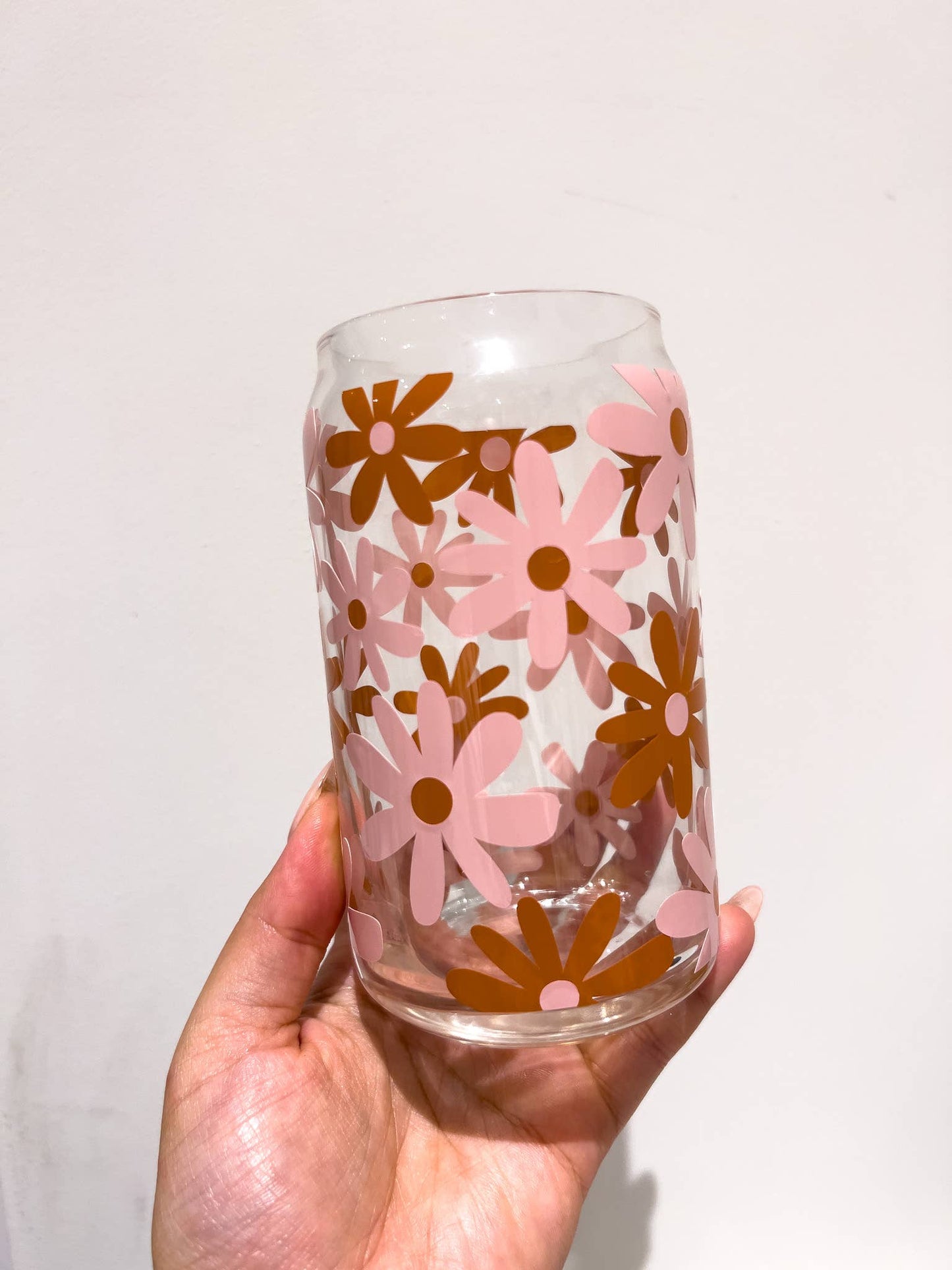Muted Flowers Glass Can
