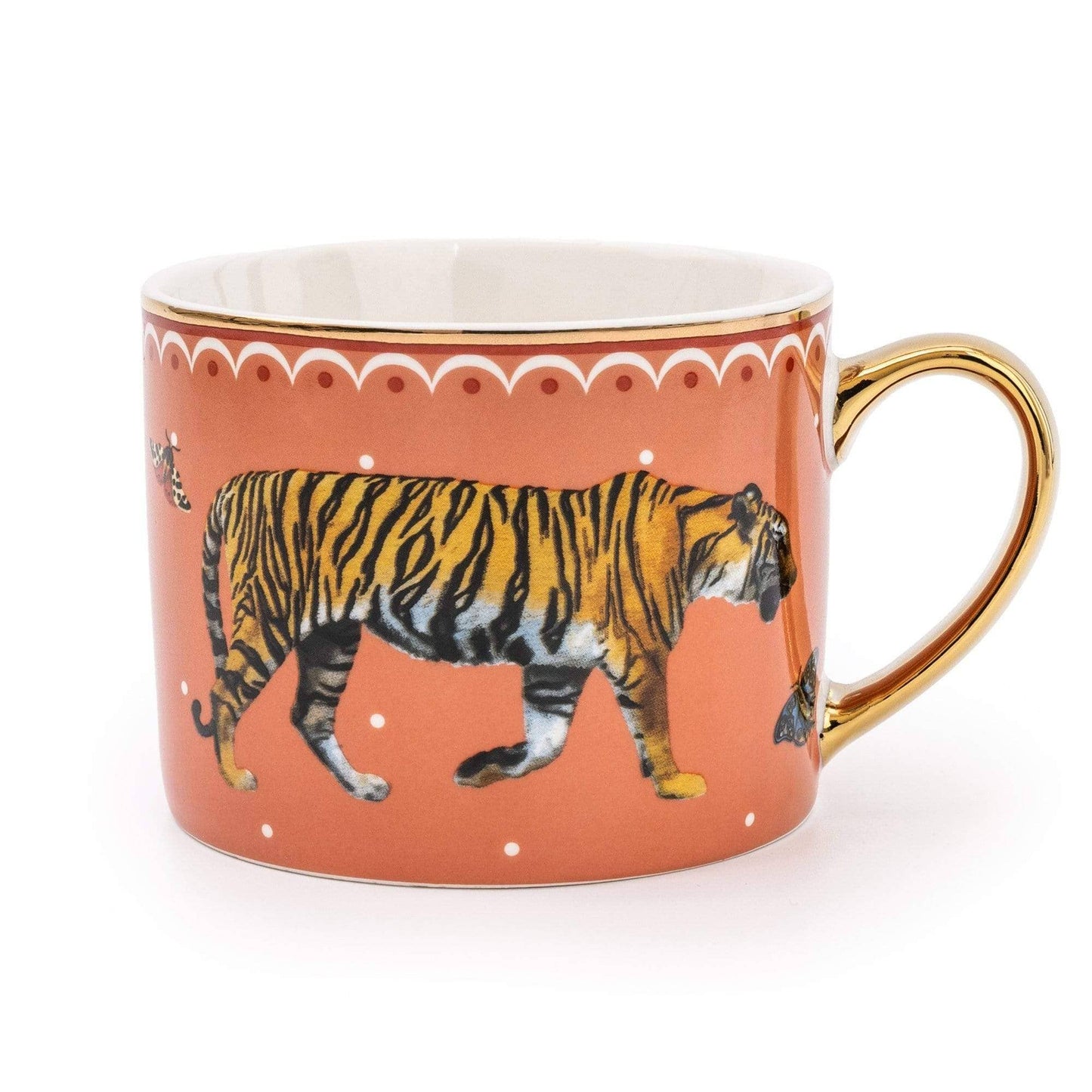 Tiger Peach Straight Sided Mug with Gold Handle