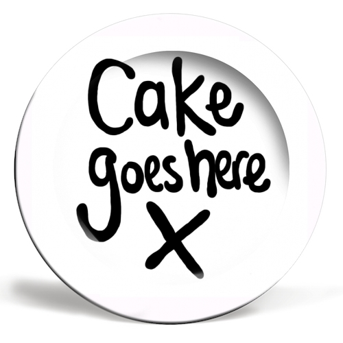 'Cake goes here' plate