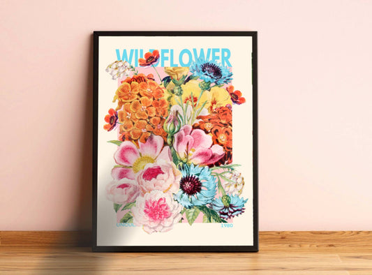 Wildflower Flower Print, Botanical Print, Bright Colourful,