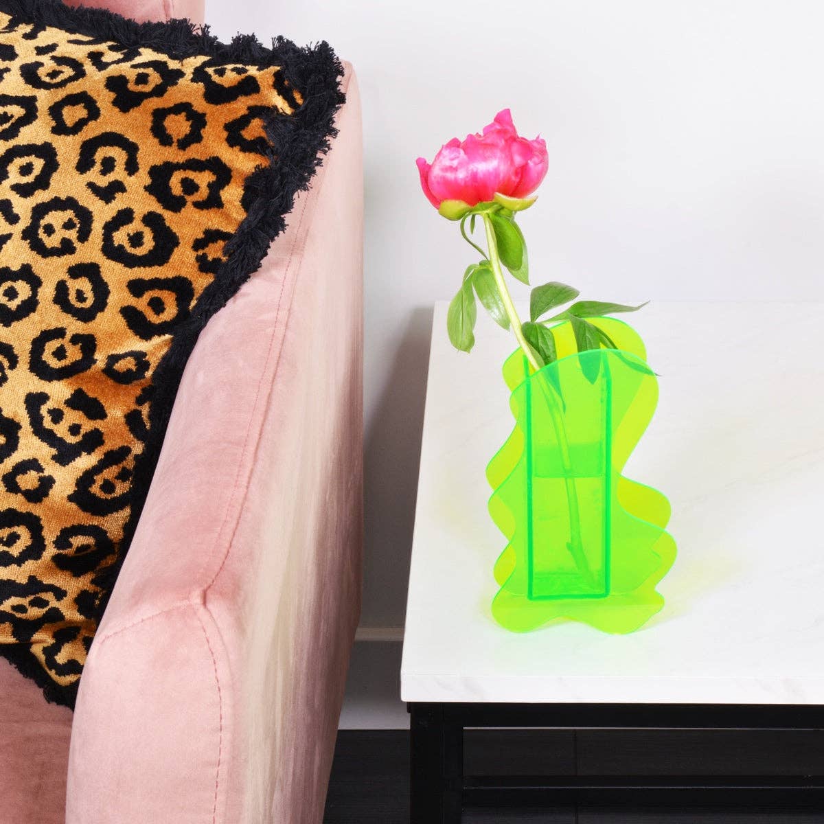 Neon Green Abstract Vase