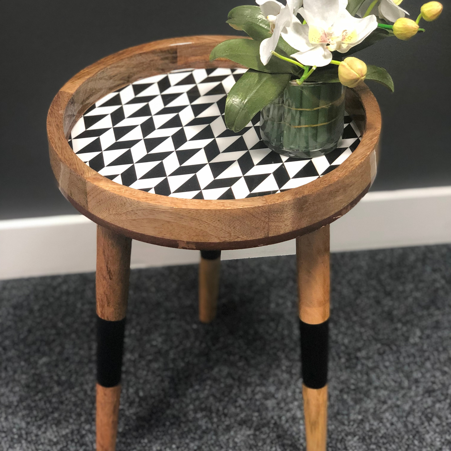 Handmade Side Table Removable Legs Monochrome Tray Table